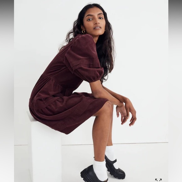 Madewell Corduroy Tiered Mini Dress – NWT Size Small 100% cotton - Picture 2 of 9